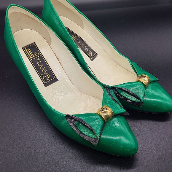 Vintage Lanvin Green Heels with Bow - Picture 1 of 6
